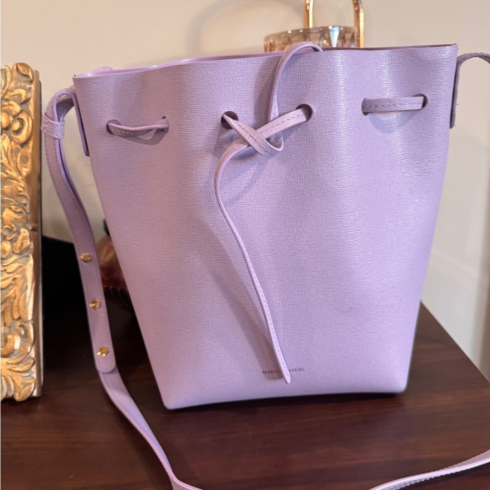 Mansur Gavriel Mini Leather Bucket Bag in Lavender